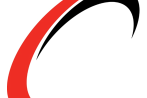Abstract rood-zwarte gebogen lijnen logo